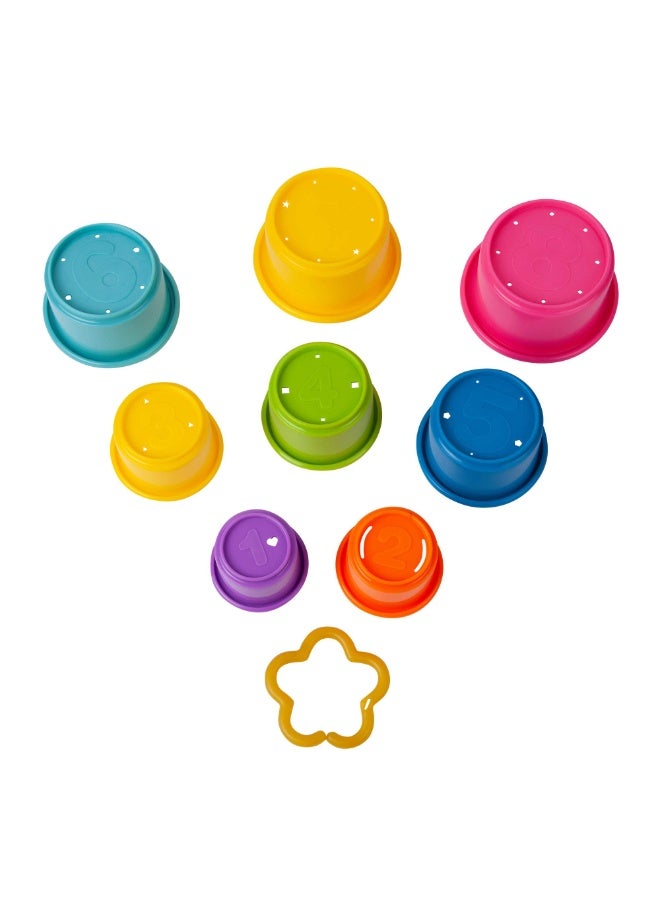 Halamodo 8Pcs Round Stack and Count Stacking Cups Set | Colorful Baby Early Learning Bath Toy Stackable Cups | Number Recognition Stacking Cups | Kids Stacking Tower | Colorful Educational Bath Toys | For Indoor, Beach, Bathroom, Etc - Image 4